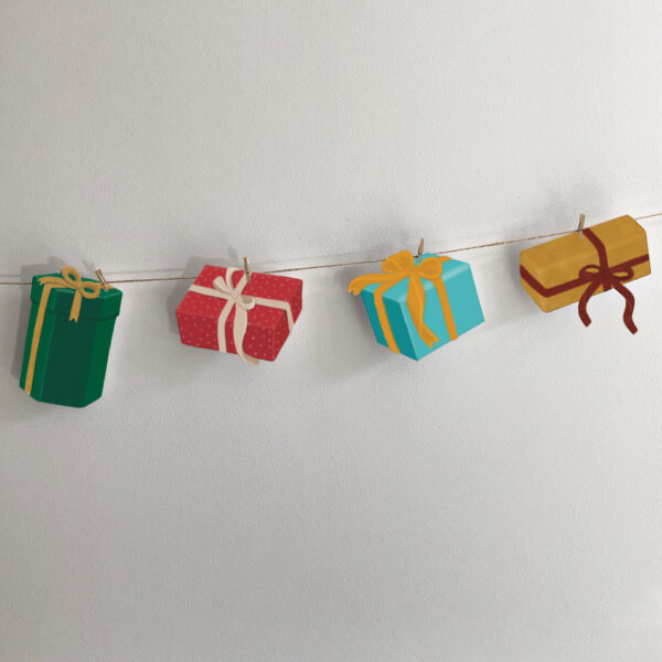 Cadeautjes slinger - Printable. Deze DIY slinger kun je op hangen als een verjaardag slinger, als Sinterklaas slinger en als Kerst slinger! Printable slinger. Jarige in de klas?