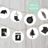 Kerst slinger maken. Kerst slinger printable - Zwart-wit-goud. Winter slinger en Kerst slinger. Woonkamer, kinderkamer, klaslokaal versiering. Thema winter op een kinderdagverblijf en basisschool.