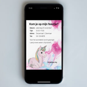 Digitale uitnodiging voor Whatsapp – Unicorn.