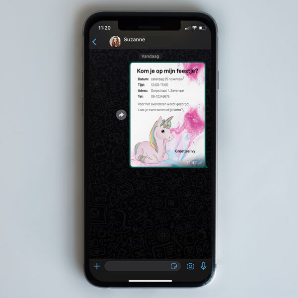 Digitale uitnodiging voor Whatsapp – Unicorn