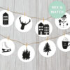 Kerst slinger maken. Kerst slinger printable - Zwart-wit-goud. Winter slinger en Kerst slinger. Woonkamer, kinderkamer, klaslokaal versiering. Thema winter op een kinderdagverblijf en basisschool.