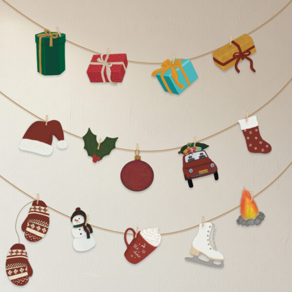 Kerst slinger – Winter slinger – PDF printable. Winterslinger maken / Kerst slinger maken. Winter plaatjes kinderen. Winter plaatjes kleuters. Winter printable. Kerst printable.
