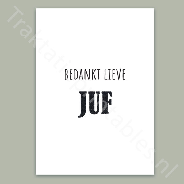 Bedankt lieve juf kaart - Printable.