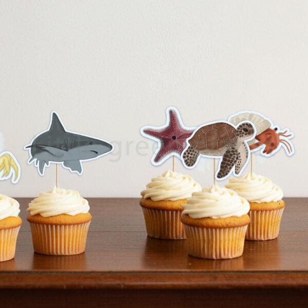 Traktatie prikkers - Zeedieren met contour - Printable. Zeedieren traktatie. Zeedieren traktatie prikkers. Kinderfeestje met zee thema, piraten thema of zeemeermin thema. Babyshower met zeedieren thema / onderwaterwereld thema.