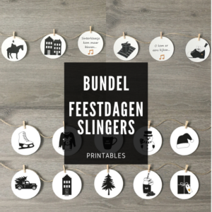 Feestdagen slingers - Sinterklaas en Kerst - Zwart-wit. Feestdagen versiering. Kerst decoratie. Hippe Sinterklaas versiering huis. Sinterklaas versiering school. Sinterklaas slinger. Kerst slinger.