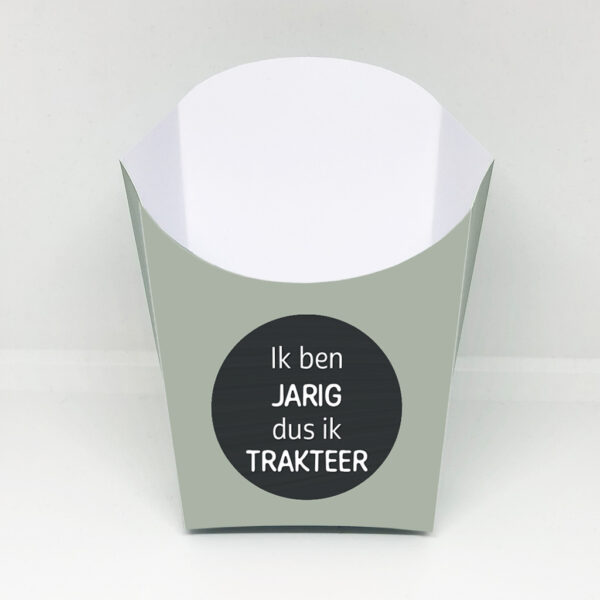 Ik ben jarig dus ik trakteer - Traktatie bakje - Groen - Printable.
