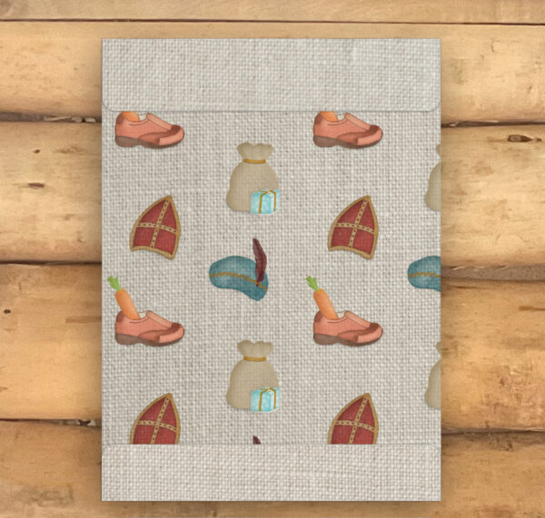 Sinterklaas cadeauzakje – Sinterklaas patroontje – Jute look – Printable. Papieren cadeauzakjes sinterklaas. Cadeauzakje maken. Cadeauzakje printable.