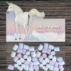 Unicorn poep traktatie label – Printable. Unicorn poep traktatie printable. Unicorn poepjes. Regenboog traktatie. Eenhoorn poep traktatie. Mini marshmallows