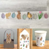 Paas printable set - Slinger, Paasmandje & tafeldecoratie. Bestekzakjes. Beker wikkel. Beker wraps. Lente slinger.