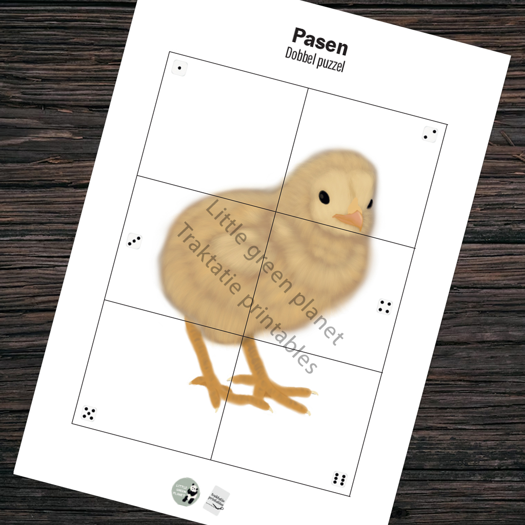 Paas dobbelspel – Set van 7 unieke dobbel puzzels – Printable. Paas spelletje. Paas activiteit thuis, school, kinderopvang, BSO.