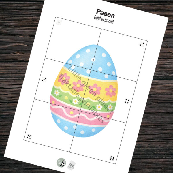 Paas dobbelspel – Set van 7 unieke dobbel puzzels – Printable. Paas spelletje. Paas activiteit thuis, school, kinderopvang, BSO.