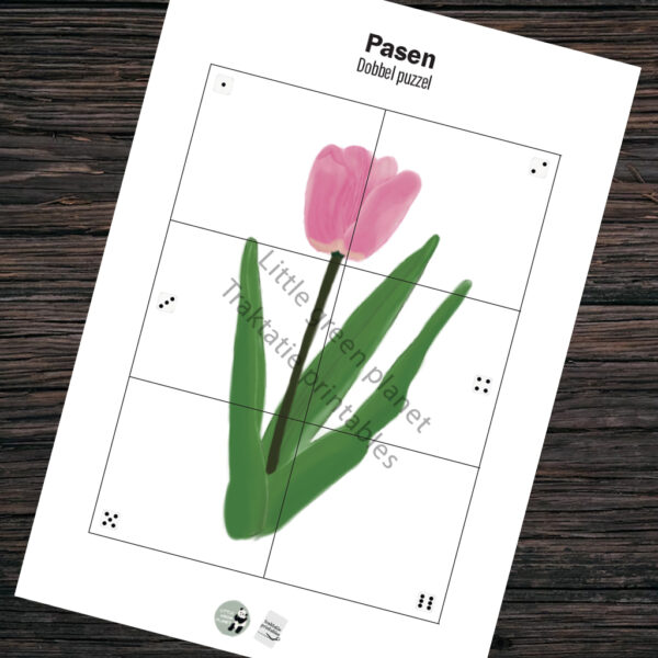 Paas dobbelspel – Set van 7 unieke dobbel puzzels – Printable. Paas spelletje. Paas activiteit thuis, school, kinderopvang, BSO.