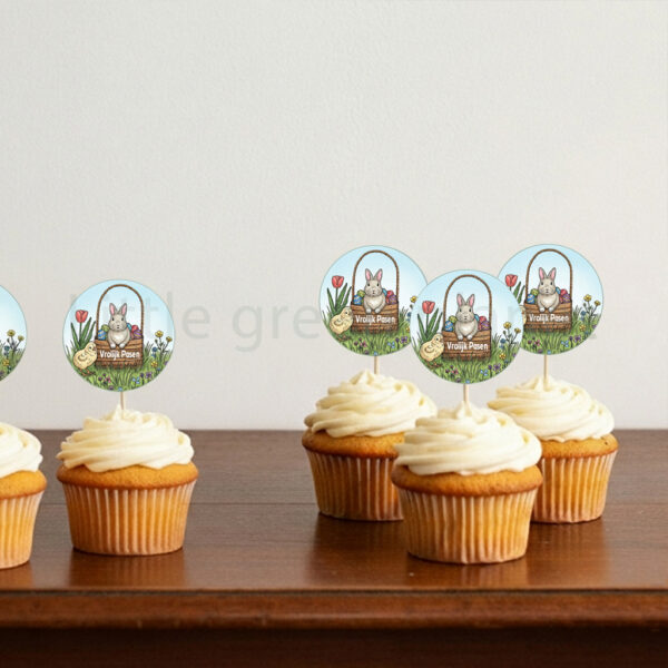 Vrolijk Pasen labels, stickers of toppers - Printable. Paas cadeaulabels. Paas traktatie labels. Paas sluitstickers. Paas traktatie stickers. Paas prikkers. Paas toppers.
