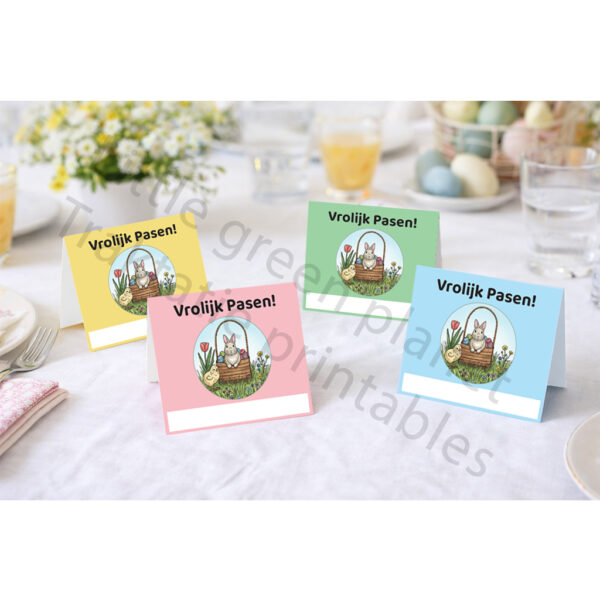 Tafelkaartjes Pasen – Printable. Tafelkaartjes printen. Tafelkaartjes PDF. Plaatskaartjes printen. Plaatskaartjes Pasen. Paasontbijt, Paasbrunch. Paaslunch.