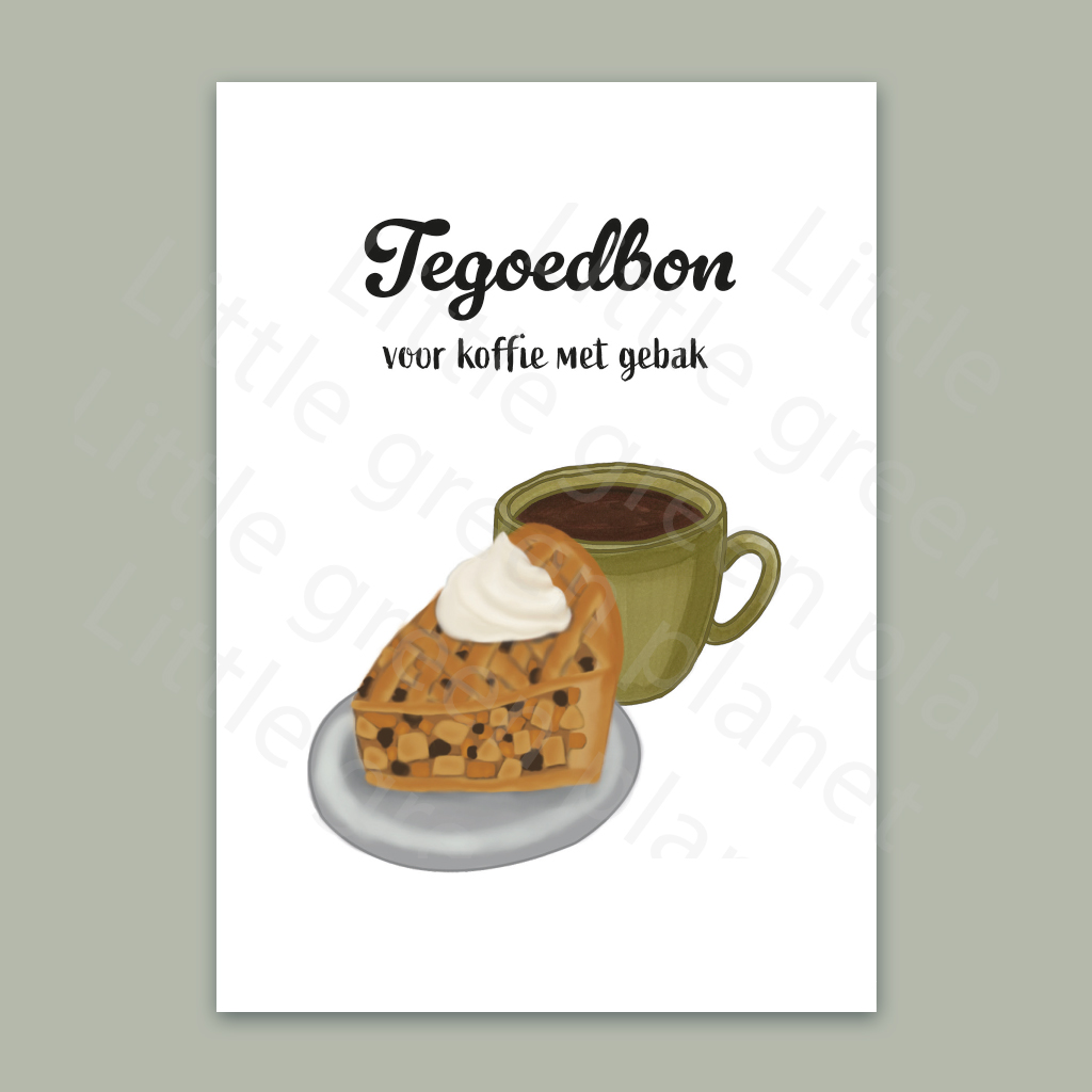 Tegoedbon koffie met gebak - Printable. Tegoedbon appeltaartje. Tegoedbon printen. Tegoedbon printable.
