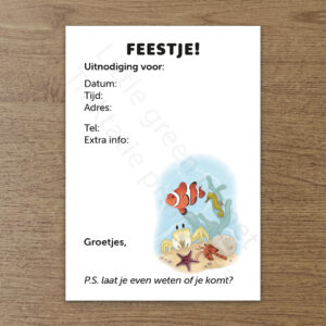 Uitnodiging kinderfeestje – Zeedieren – Invulkaart – Printable. Oceaan thema. Onderwaterwereld thema. Zwemfeestje. Zomer feestje.