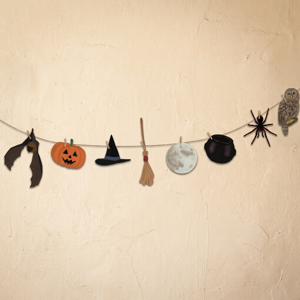 Halloween slinger printable. Halloween slinger printen. Halloween slinger maken. Halloween decoratie diy.